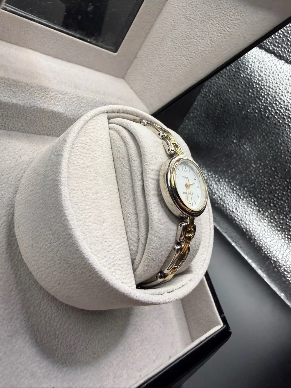 Timex Essentials Ladies Two Tone Watch - White Dial - 23.3mm - Quartz